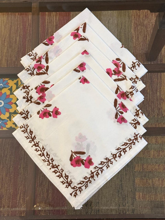 Mehak - Set of 6 Hand Block Printed Table Napkins