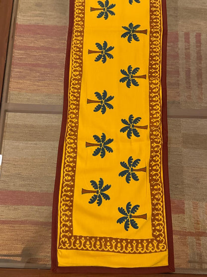 Kerala - Hand Block Print Runner with border piping (11"x50")