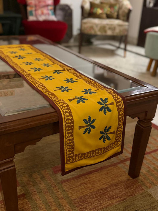Kerala - Hand Block Print Runner with border piping (11"x50")