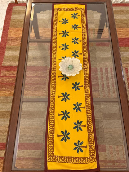 Kerala - Hand Block Print Runner with border piping (11"x50")