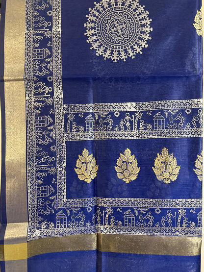 Neelambari – Royal Blue Chanderi Silk Dupatta