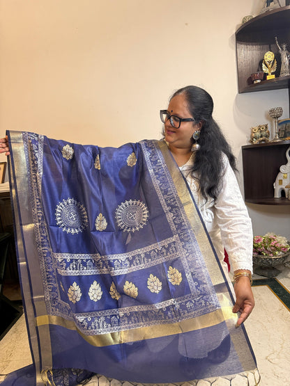 Neelambari – Royal Blue Chanderi Silk Dupatta