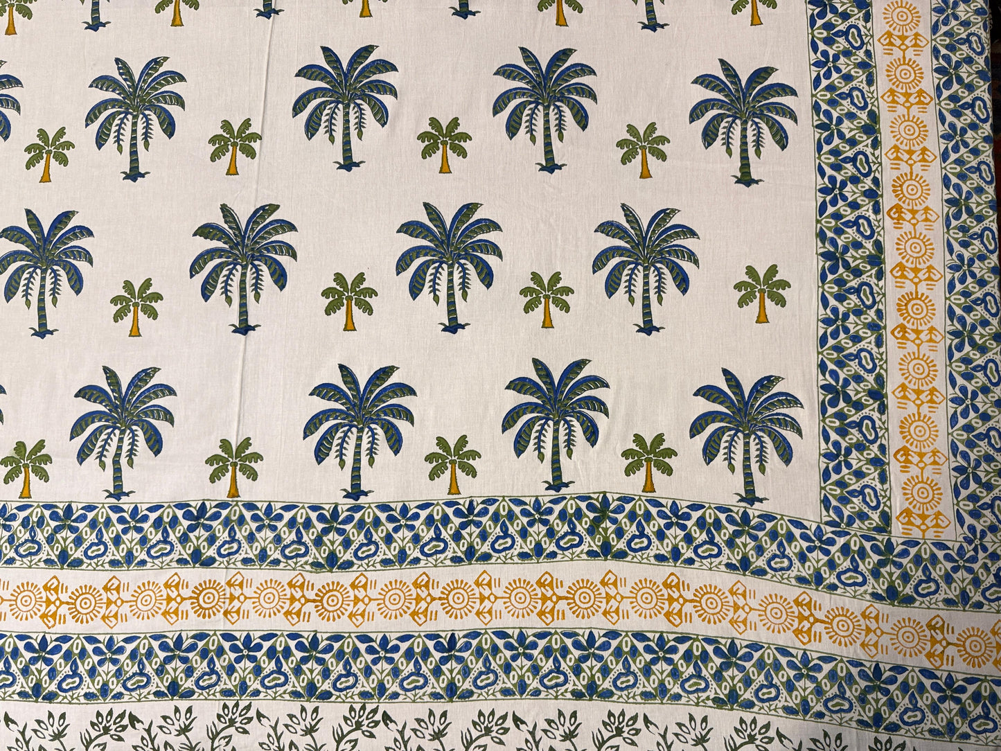 Coastal Calm – Hand Block Printed Double Bedsheet Set