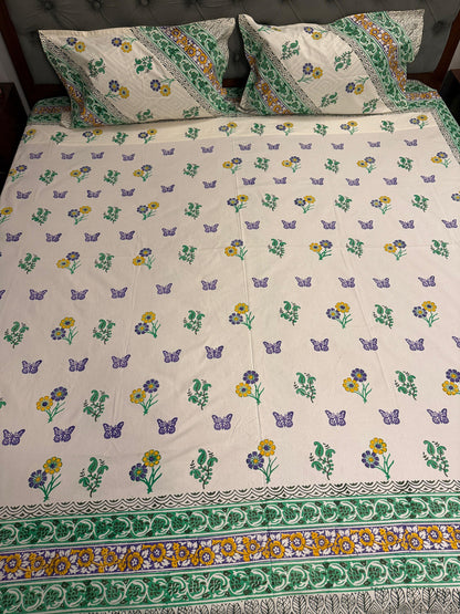Titli 🦋 – Hand Block Printed Double Bedsheet Set