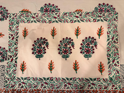 Gulaabi Saaz 🌸 – Hand Block Printed Double Bedsheet Set