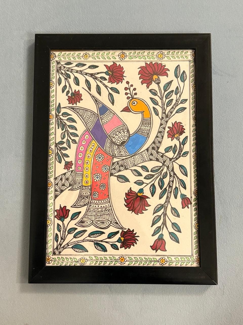 Peacock on Tree - Madhubani Art