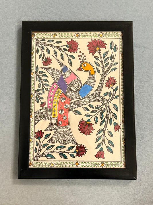 Peacock on Tree - Madhubani Art