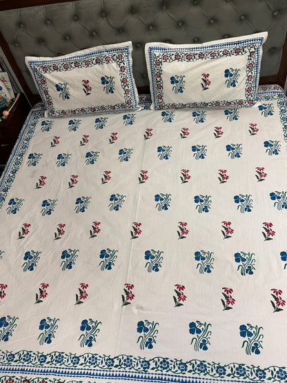 Aangan 🌸 – Hand Block Printed Double Bedsheet Set