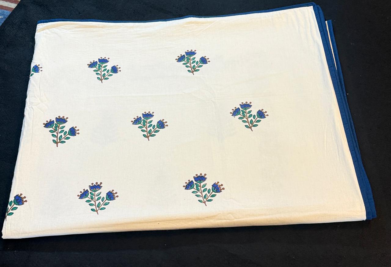 Gentle Dreams - White Reversible Hand Block Printed Single Dohar