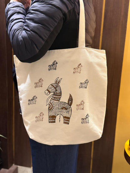 Equine Hues – Hand Block Printed Tote Bag