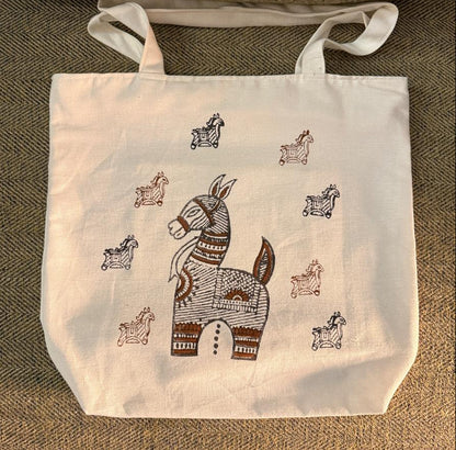 Equine Hues – Hand Block Printed Tote Bag