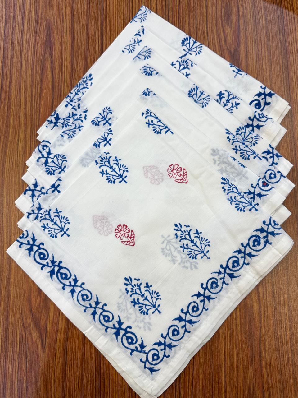 Darbar - Set of 6 Hand Block Printed Table Napkins