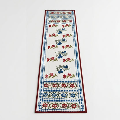 Aangan - Hand Block Printed Table Runner with border piping