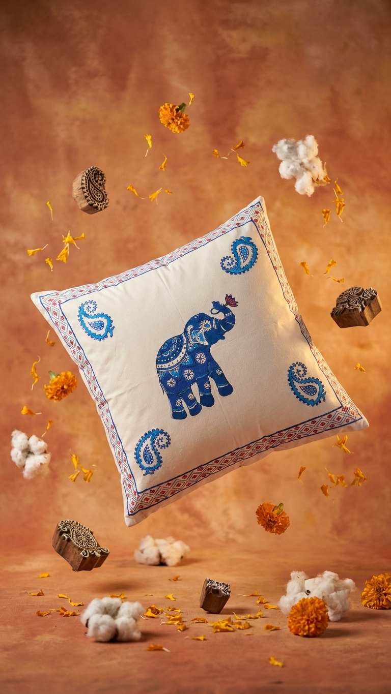 Matanga – Cotton Hand Block Printed Big Cushion Covers (Set of 2)