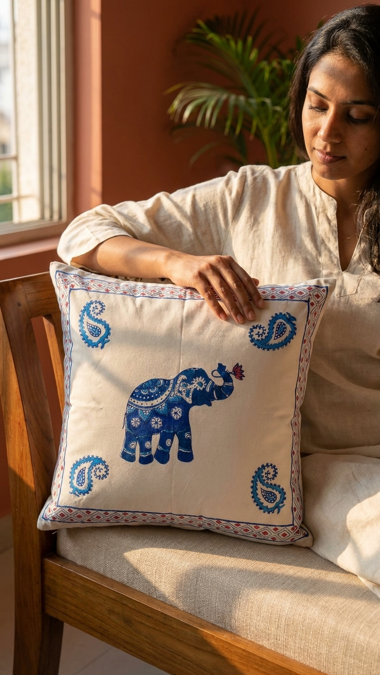 Matanga – Cotton Hand Block Printed Big Cushion Covers (Set of 2)