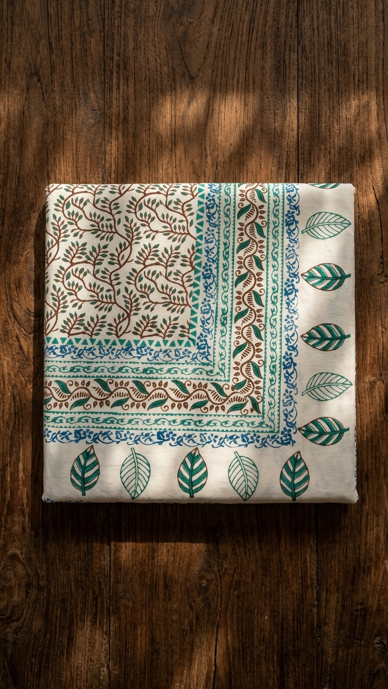 Leaf Song – Hand Block Printed Double Bedsheet Set