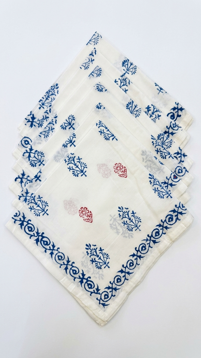 Darbar - Set of 6 Hand Block Printed Table Napkins