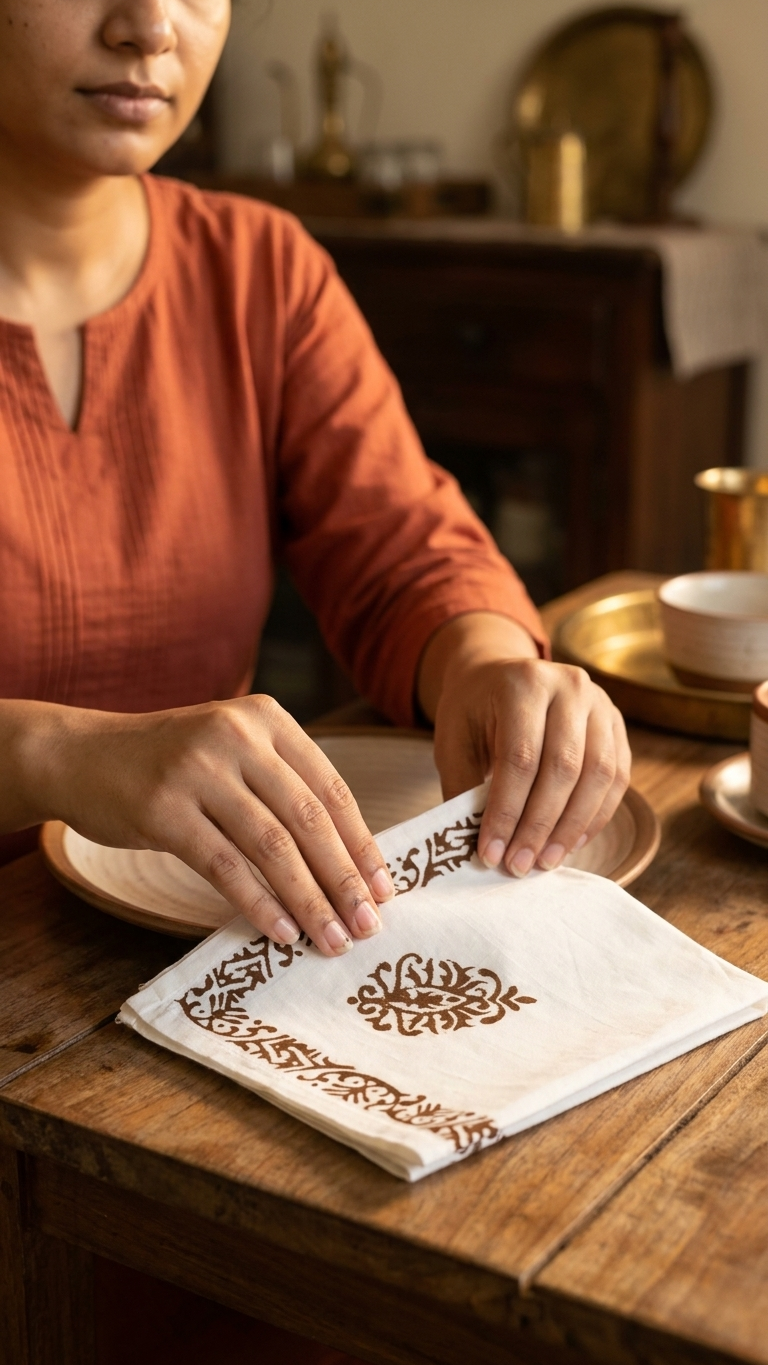 Anugrah - Set of 6 Hand Block Printed Table Napkins