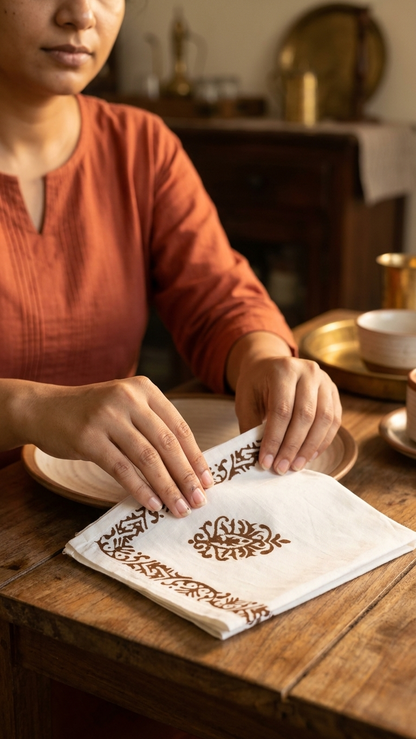 Anugrah - Set of 6 Hand Block Printed Table Napkins