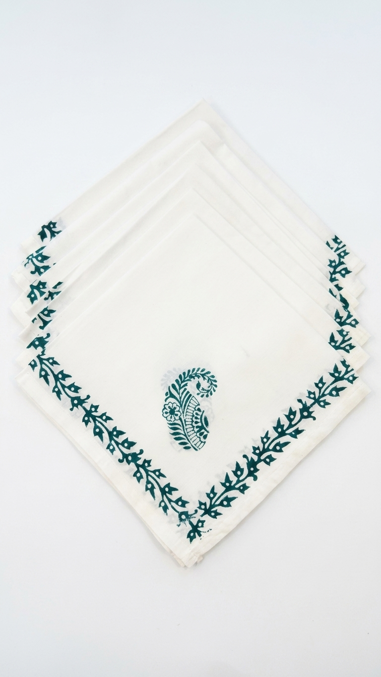 Zaika - Set of 6 Hand Block Printed Table Napkins
