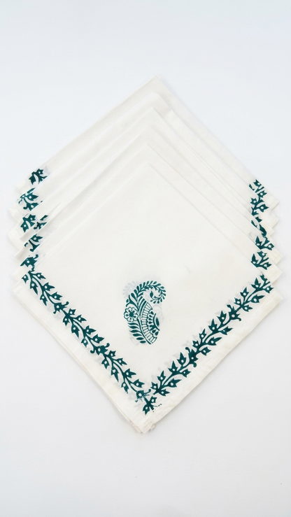 Zaika - Set of 6 Hand Block Printed Table Napkins
