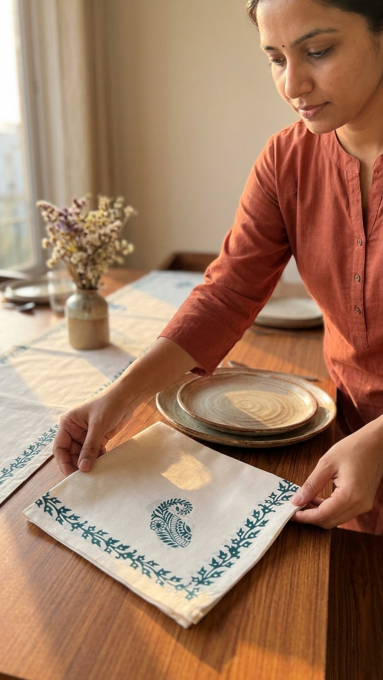 Zaika - Set of 6 Hand Block Printed Table Napkins