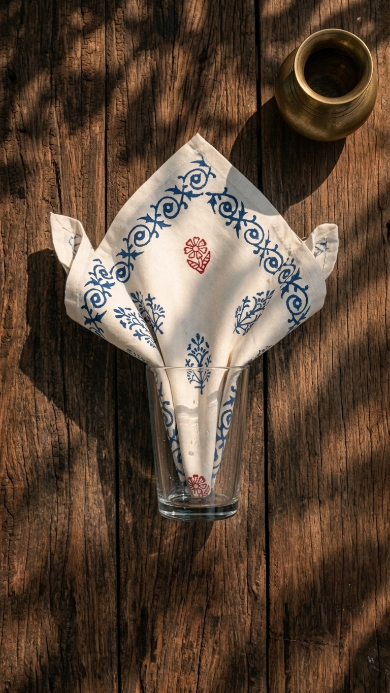 Darbar - Set of 6 Hand Block Printed Table Napkins