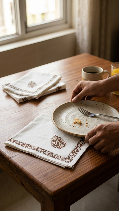 Anugrah - Set of 6 Hand Block Printed Table Napkins