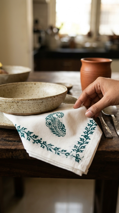 Zaika - Set of 6 Hand Block Printed Table Napkins