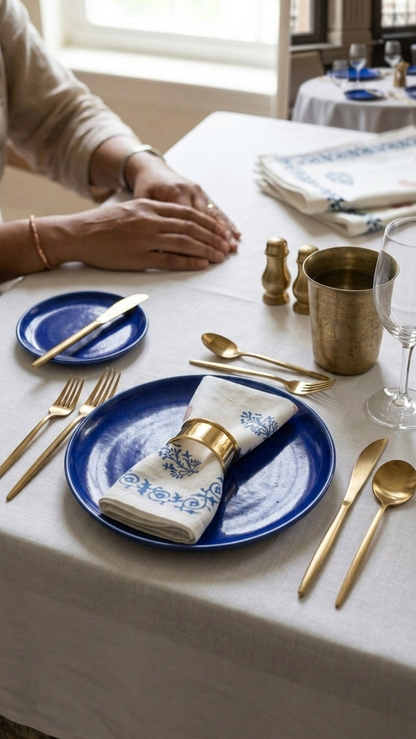 Darbar - Set of 6 Hand Block Printed Table Napkins