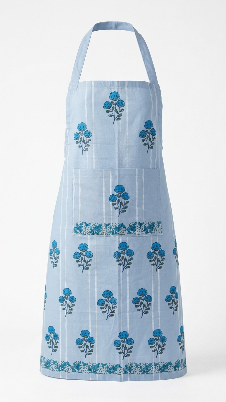 Petal Plate - Hand Block Printed Cotton Apron