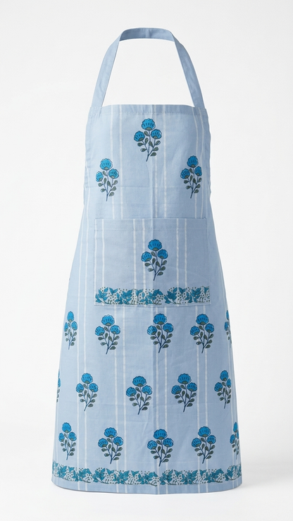 Petal Plate - Hand Block Printed Cotton Apron