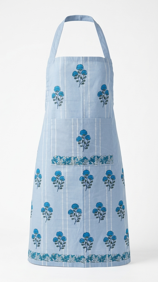 Petal Plate - Hand Block Printed Cotton Apron
