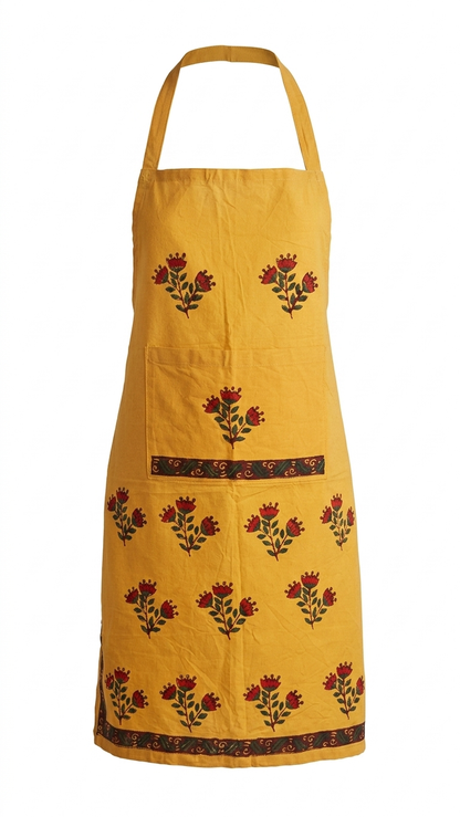 Pro Chef - Peach Orange Hand Block Printed Cotton Apron