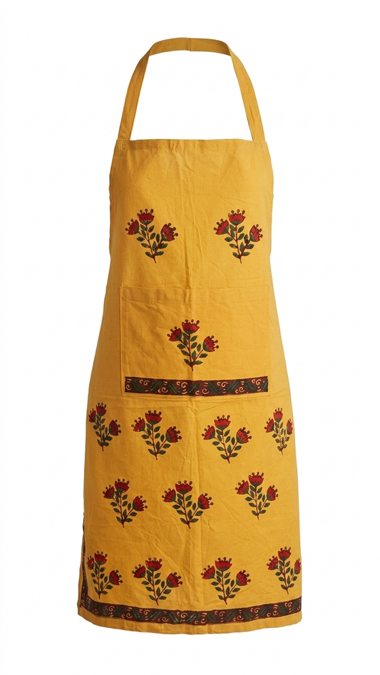 Pro Chef - Peach Orange Hand Block Printed Cotton Apron