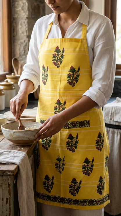 Chef's Charm - Hand Block Printed Cotton Apron