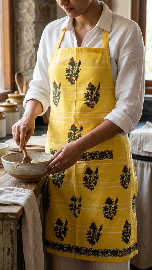 Chef's Charm - Hand Block Printed Cotton Apron