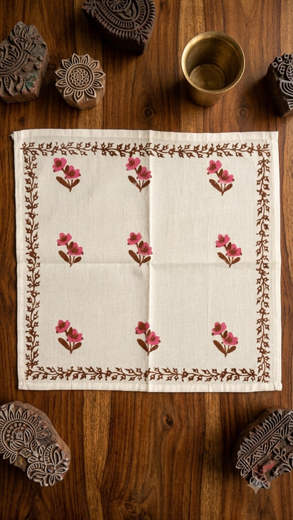 Mehak - Set of 6 Hand Block Printed Table Napkins