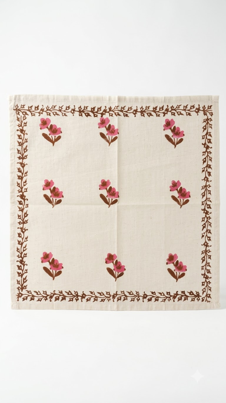 Mehak - Set of 6 Hand Block Printed Table Napkins
