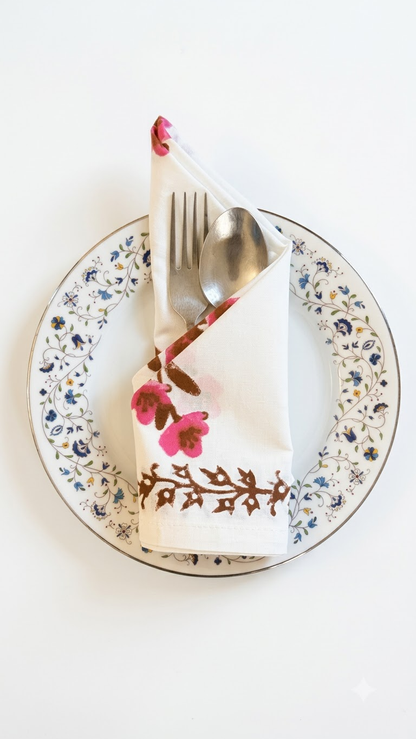Mehak - Set of 6 Hand Block Printed Table Napkins