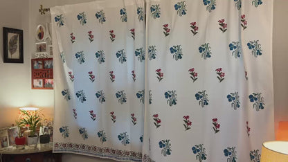 Aangan – Set of 2 Hand Block Printed Cotton Window Curtains