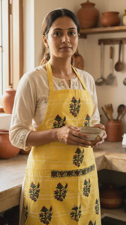 Chef's Charm - Hand Block Printed Cotton Apron
